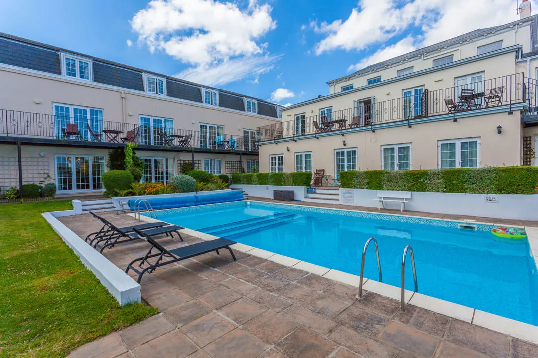 Rear view of apartments and pool